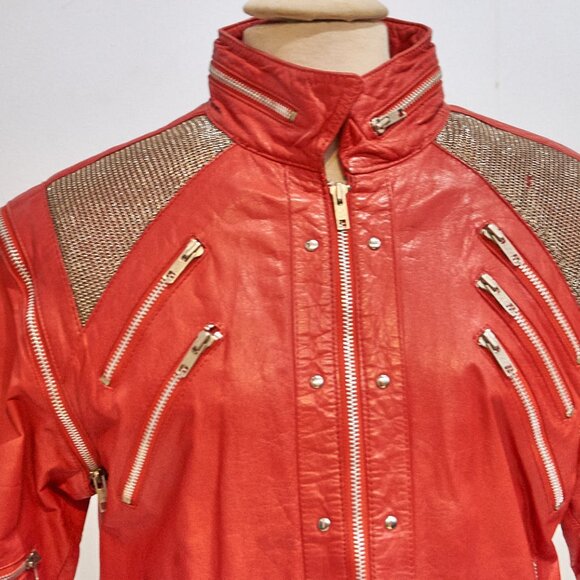 1980’s J.Park Collection Red Leather Zipper Jacket Michael Jackson BEAT IT - Picture 16 of 16
